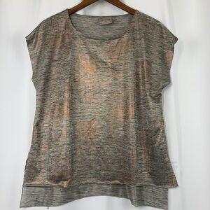 Dantelle Foil Print Step Hem Top - Metallic Copper/Silver, Size Large